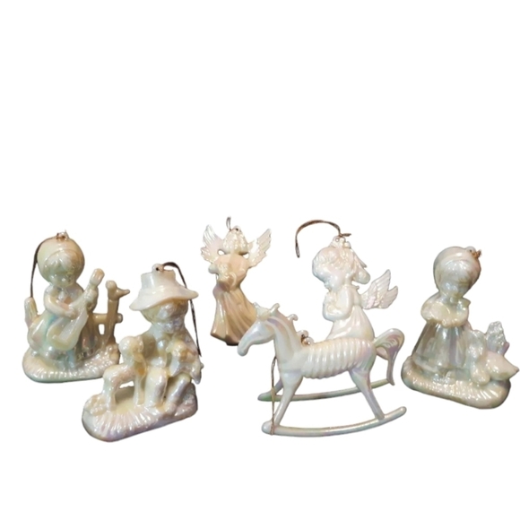 VTG ornaments Angels Sheep Harp rocking horse Christmas tree holiday set 6 - Picture 9 of 9